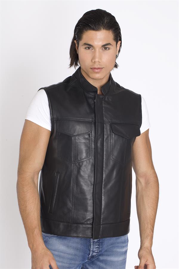 Hakim Yaka Deri Yelek