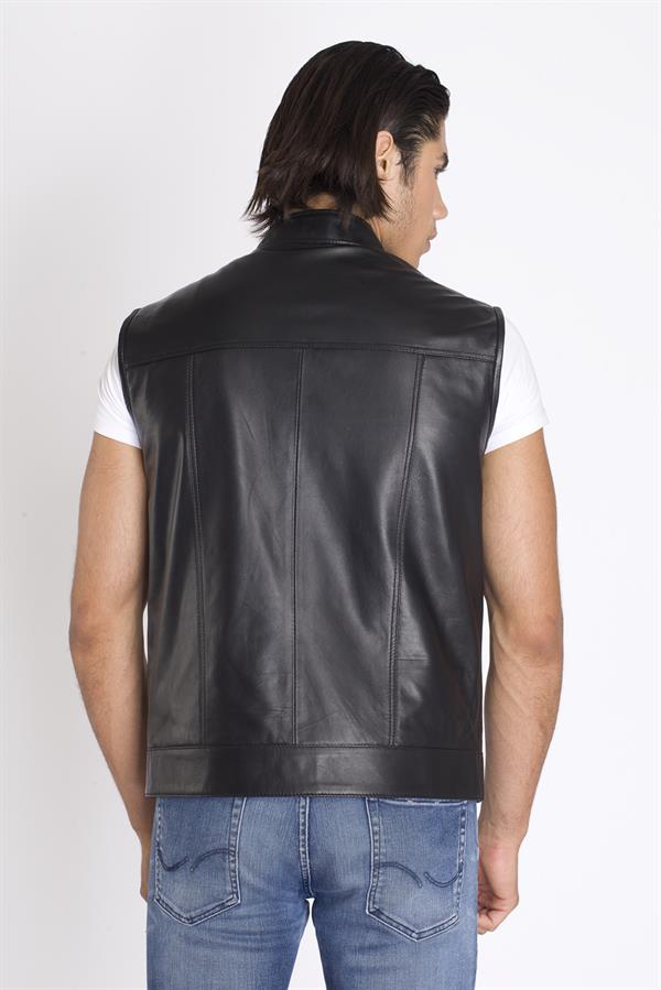 Hakim Yaka Deri Yelek