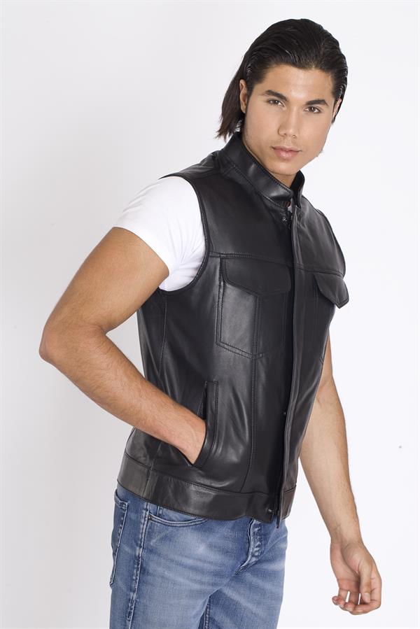 Hakim Yaka Deri Yelek