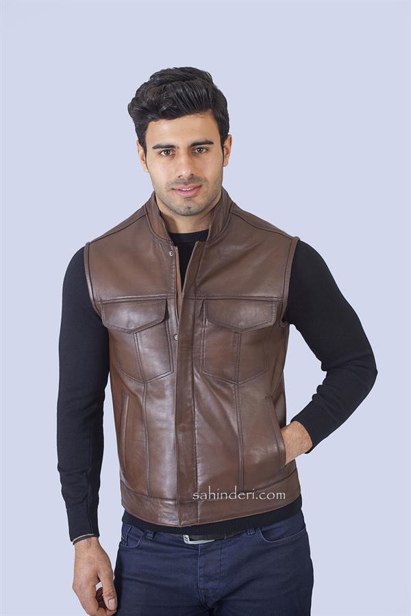 Hakim Yaka Gerçek Deri Yelek
