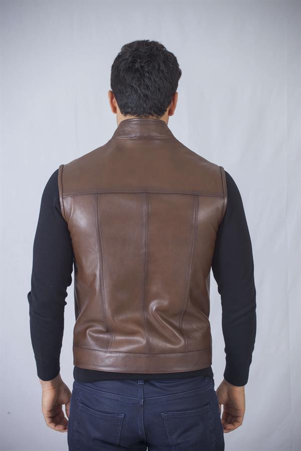 Hakim Yaka Gerçek Deri Yelek