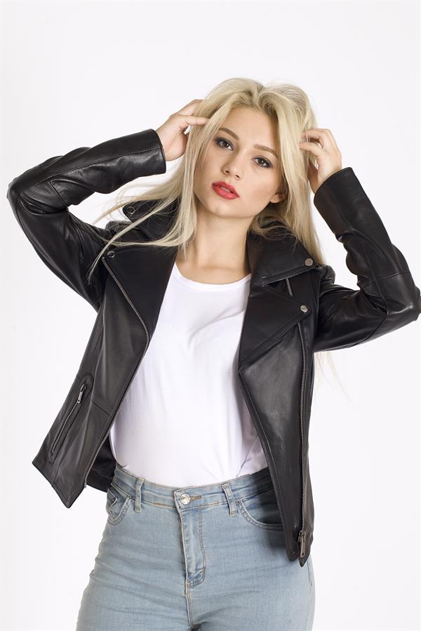 Kadın Biker Deri Ceket 