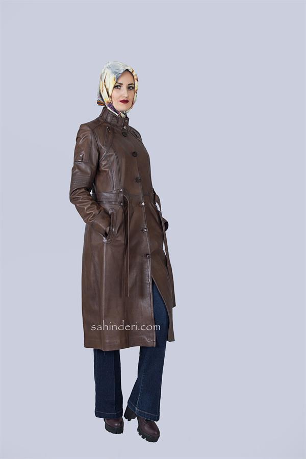 Kadın Deri Pardesü Fransız Boy