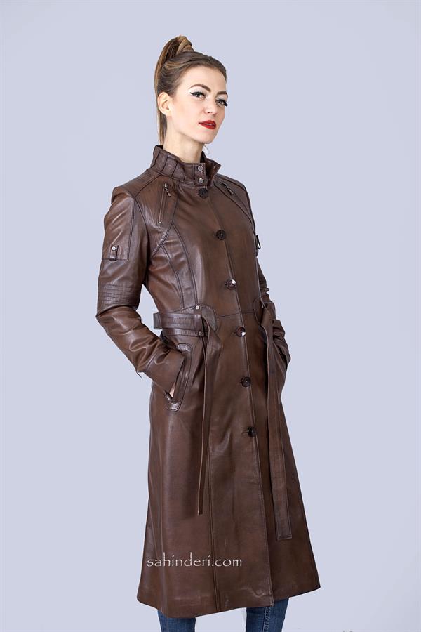 Kadın Deri Pardesü Fransız Boy