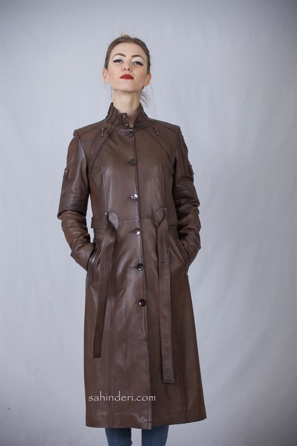 Kadın Deri Pardesü Fransız Boy