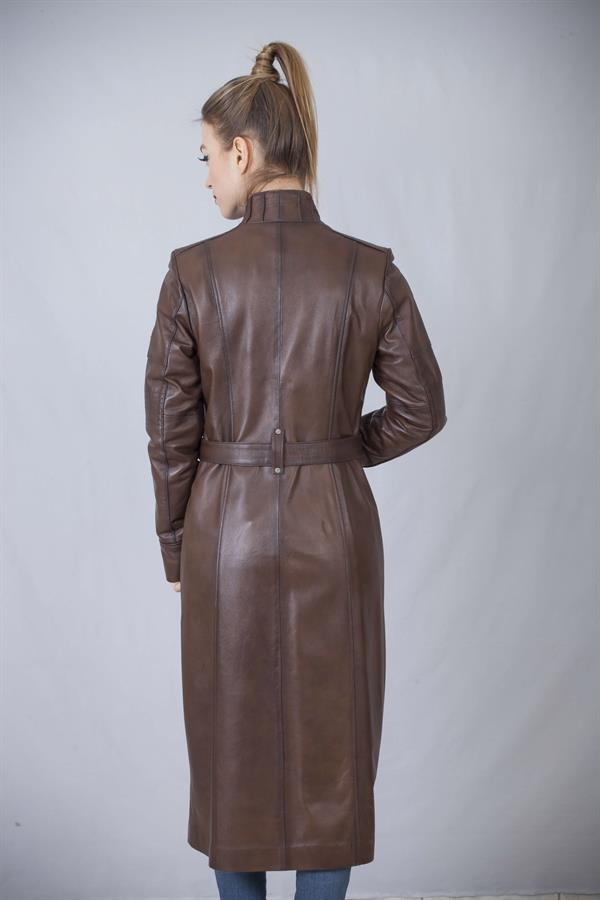 Kadın Deri Pardesü Fransız Boy