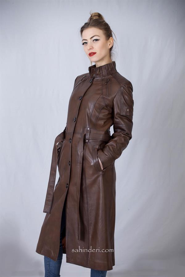 Kadın Deri Pardesü Fransız Boy