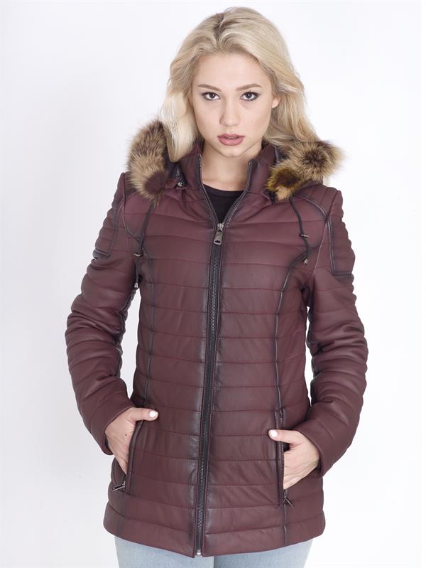 Kadın Gerçek Deri Şişme Kaban