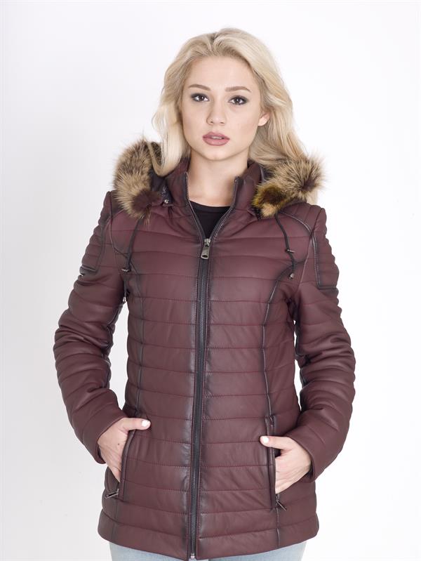 Kadın Gerçek Deri Şişme Kaban