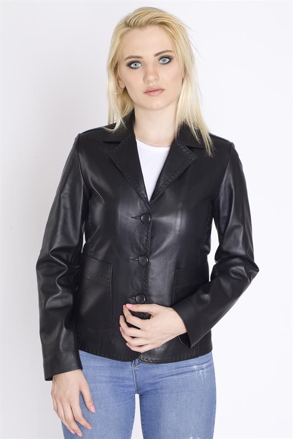 Kadın Hakiki Deri Klasik Ceket