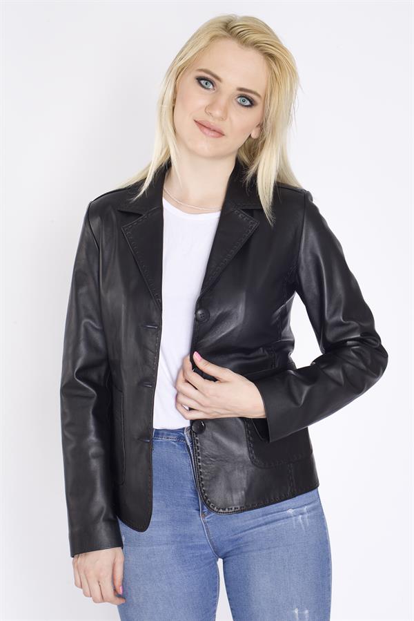 Kadın Hakiki Deri Klasik Ceket