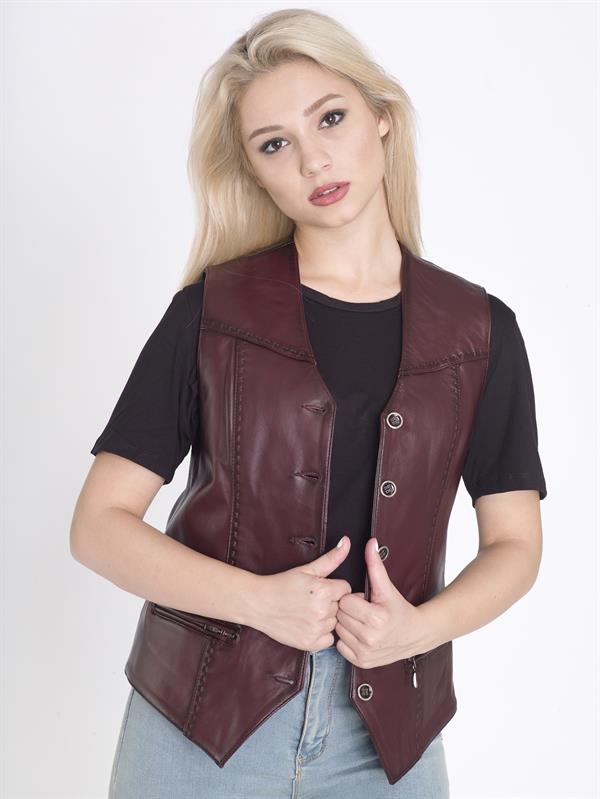 Kadın Hakiki Deri Yelek