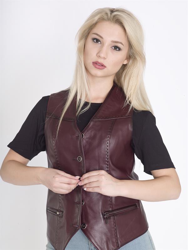 Kadın Hakiki Deri Yelek