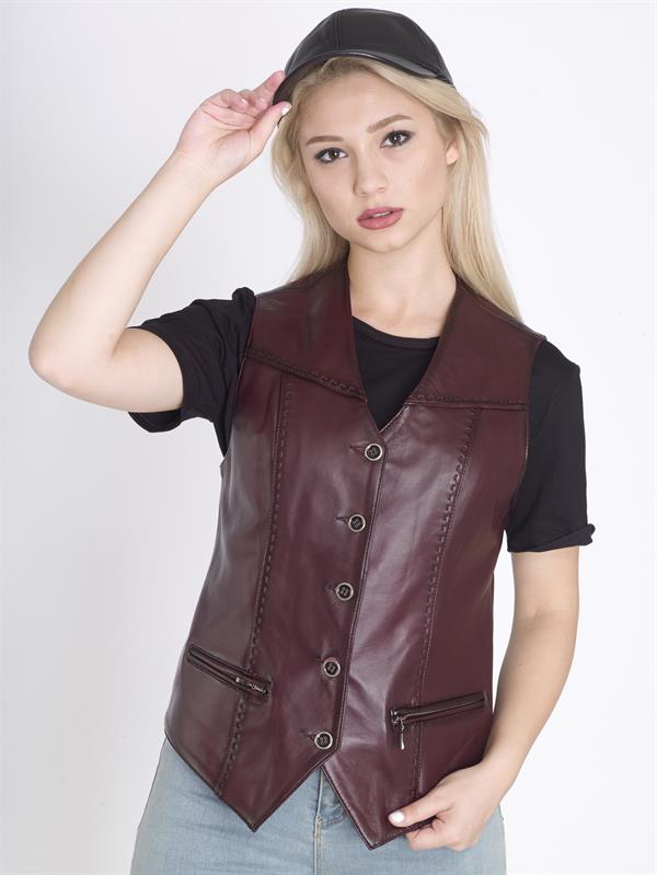 Kadın Hakiki Deri Yelek