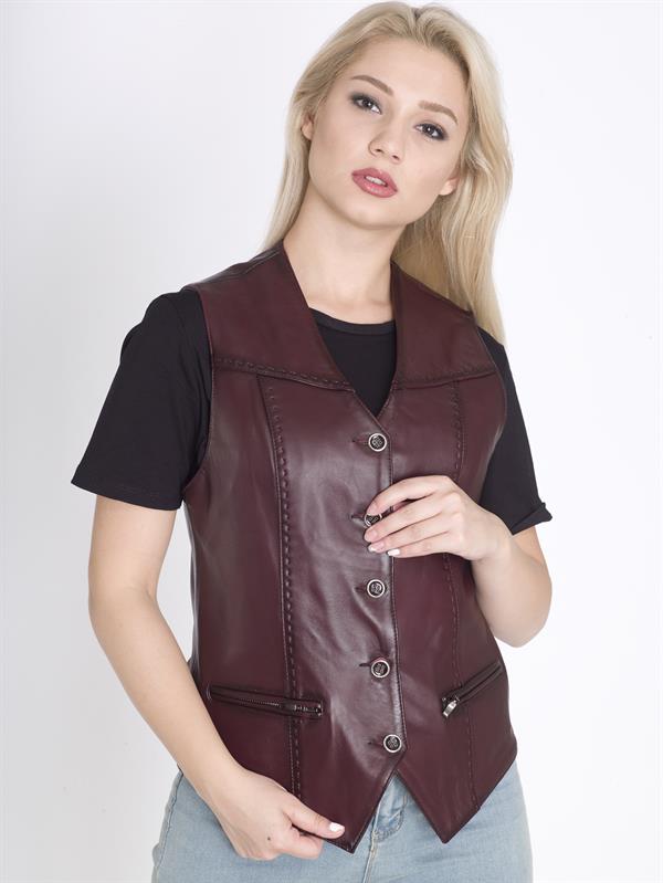 Kadın Hakiki Deri Yelek
