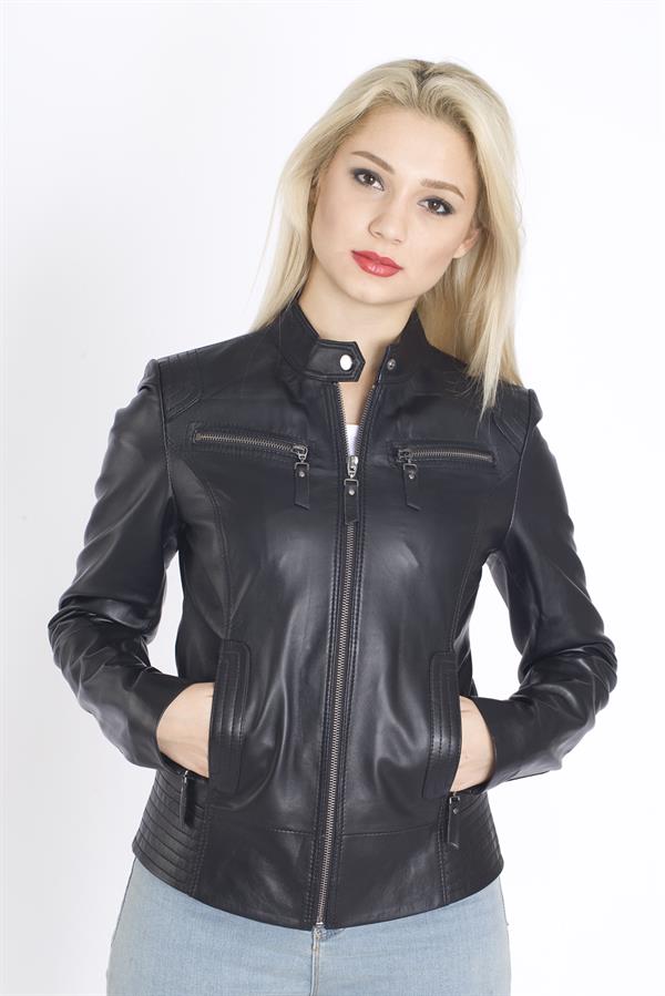 Kadın Spor Gerçek Deri Mont