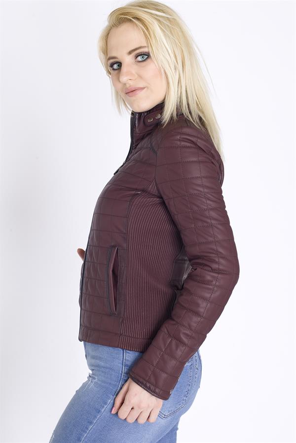 Kısa Spor Kadın Deri mont