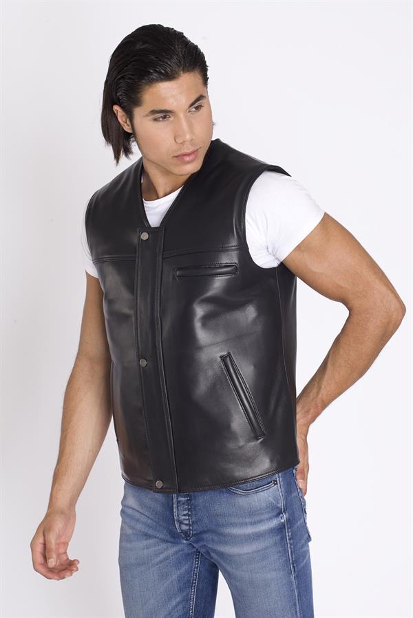 Kışlık Hakiki Kürklü Deri Yelek