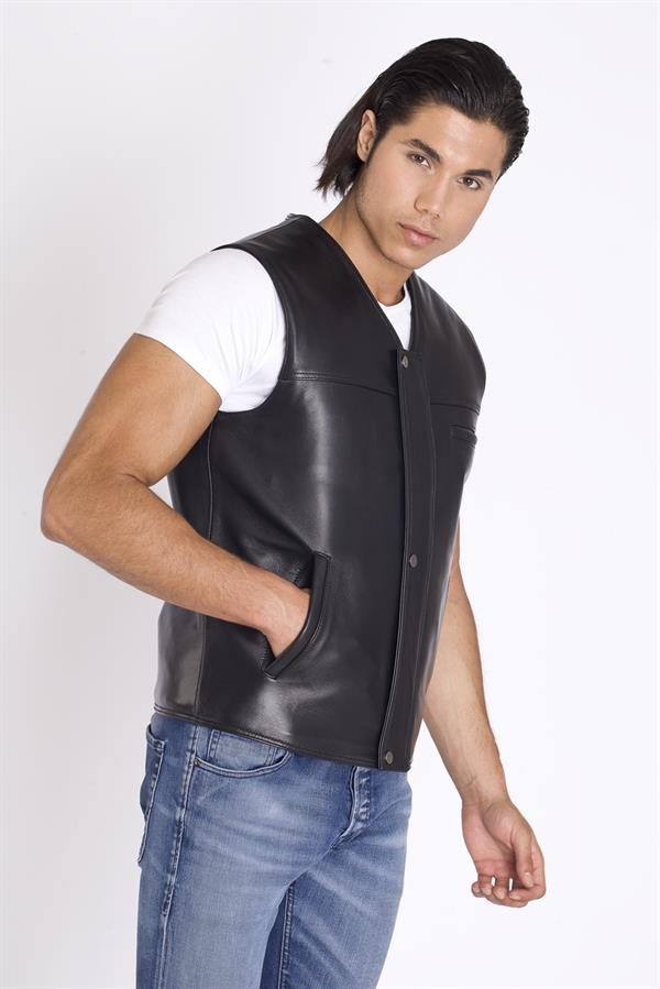 Kışlık Hakiki Kürklü Deri Yelek