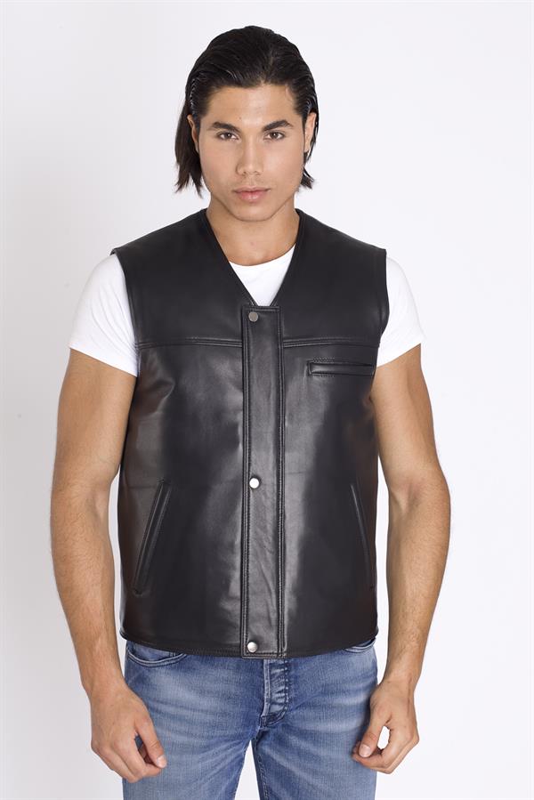 Kışlık Hakiki Kürklü Deri Yelek