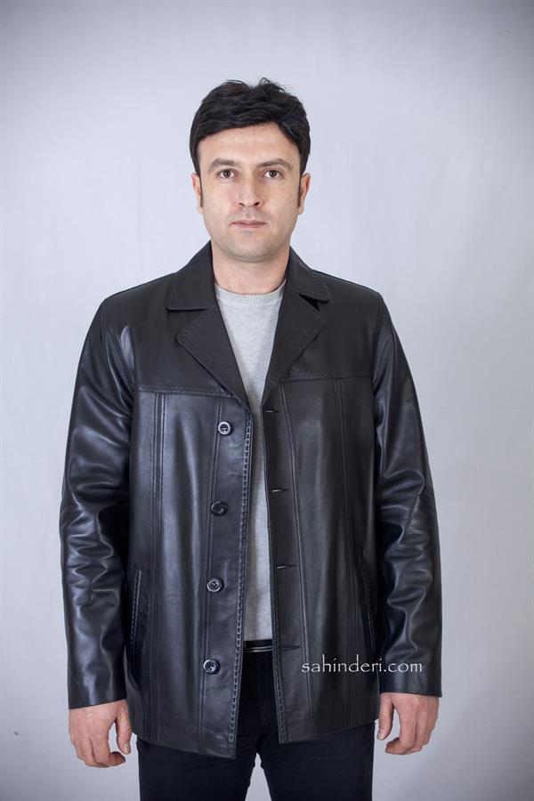 Klasik Sade Deri Ceket