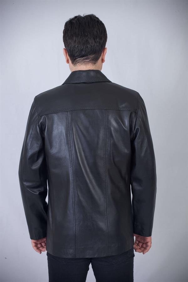 Klasik Sade Deri Ceket