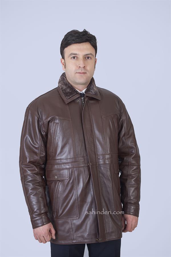 Kürklü Kışlık Klasik Hakiki Deri Kaban