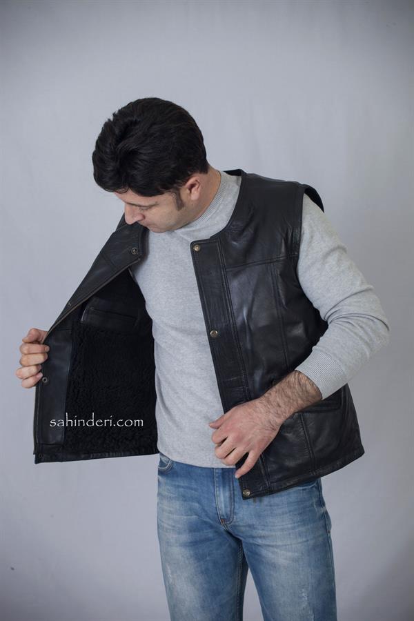 Miflonlu Kışlık Erkek Deri Yelek