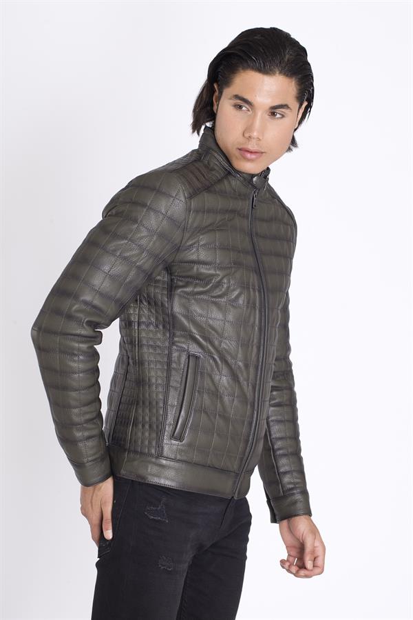 Orijinal Desenli Naturel Erkek Deri Mont