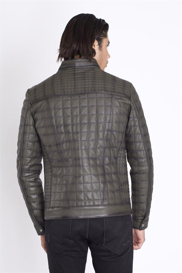 Orijinal Desenli Naturel Erkek Deri Mont