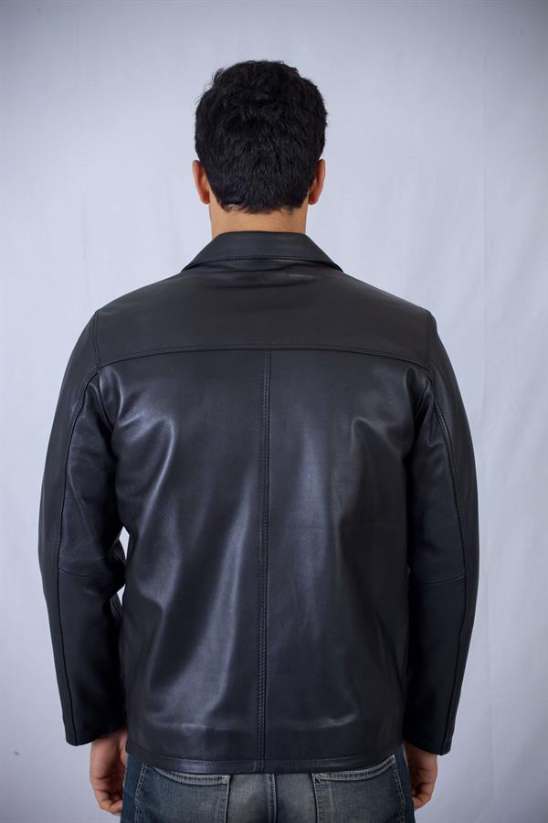 Sade Klasik Fermuarlı Deri Ceket