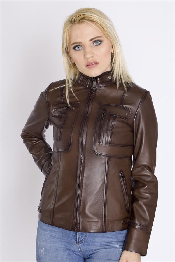 Şahin Deri Bayan Kısa Deri Mont