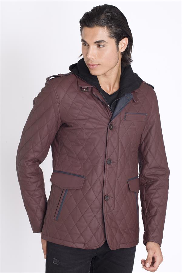 Şahin Deri Kapşonlu Doğal Deri Mont 