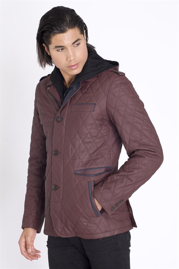 Şahin Deri Kapşonlu Doğal Deri Mont 