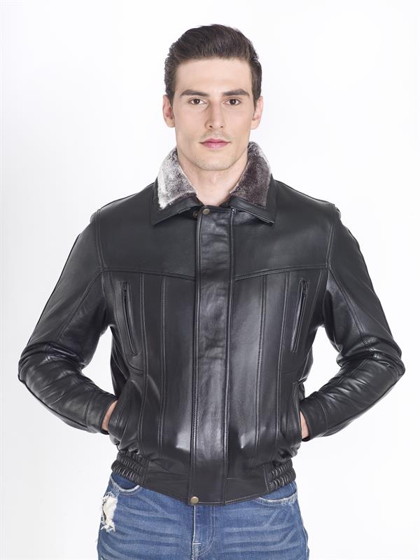 Seyyar Kürklü Hakiki Deri Mont