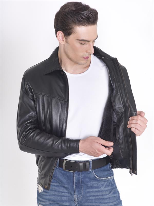 Seyyar Kürklü Hakiki Deri Mont