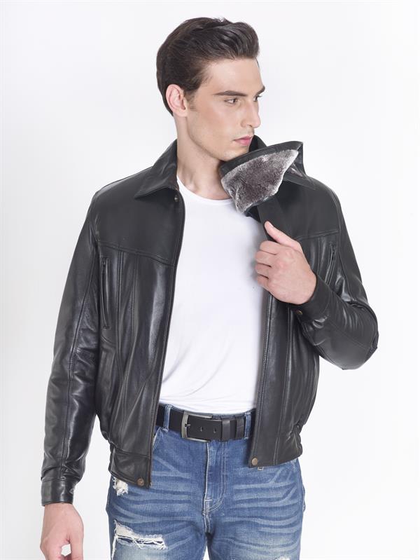 Seyyar Kürklü Hakiki Deri Mont