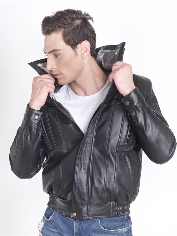 Seyyar Kürklü Hakiki Deri Mont