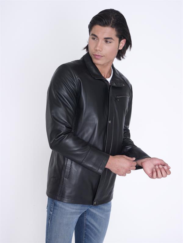 Siyah Gerçek Deri Kaban