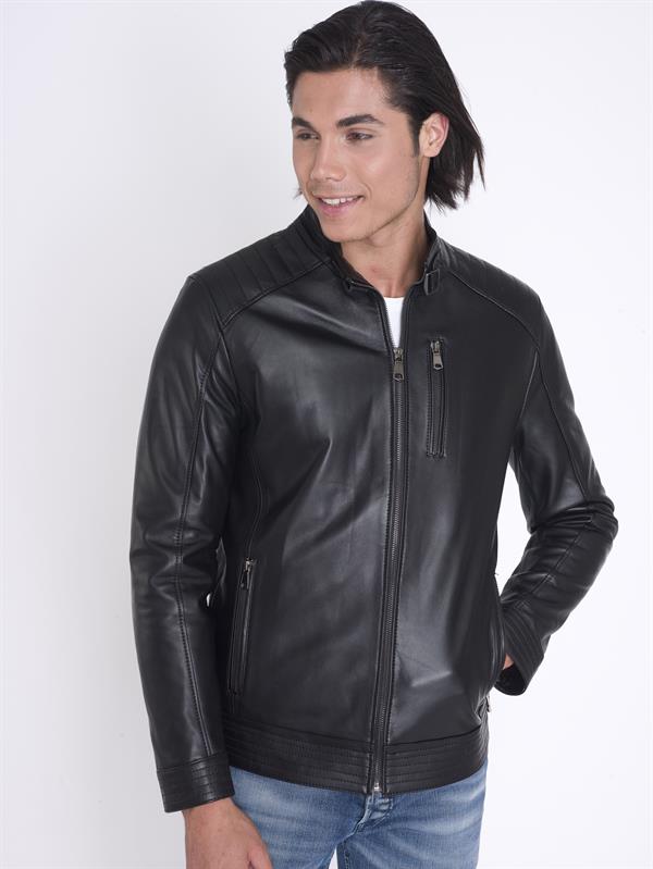 Siyah Hakim Yaka Deri Mont