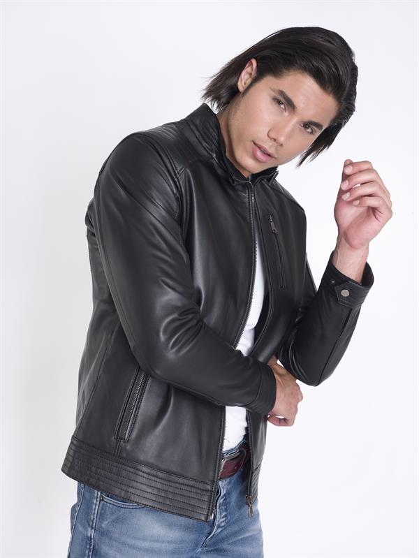 Siyah Hakim Yaka Deri Mont