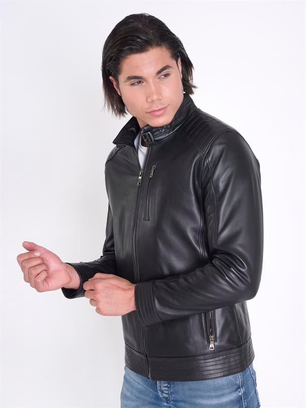 Siyah Hakim Yaka Deri Mont