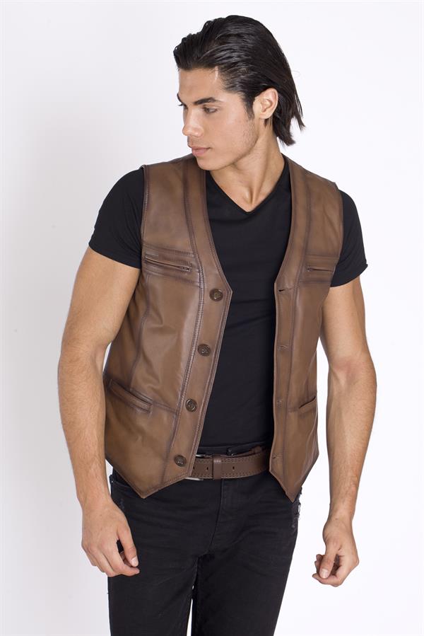 Taba Erkek Deri Yelek