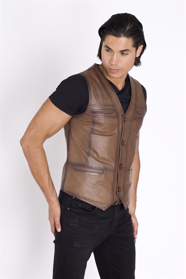 Taba Erkek Deri Yelek