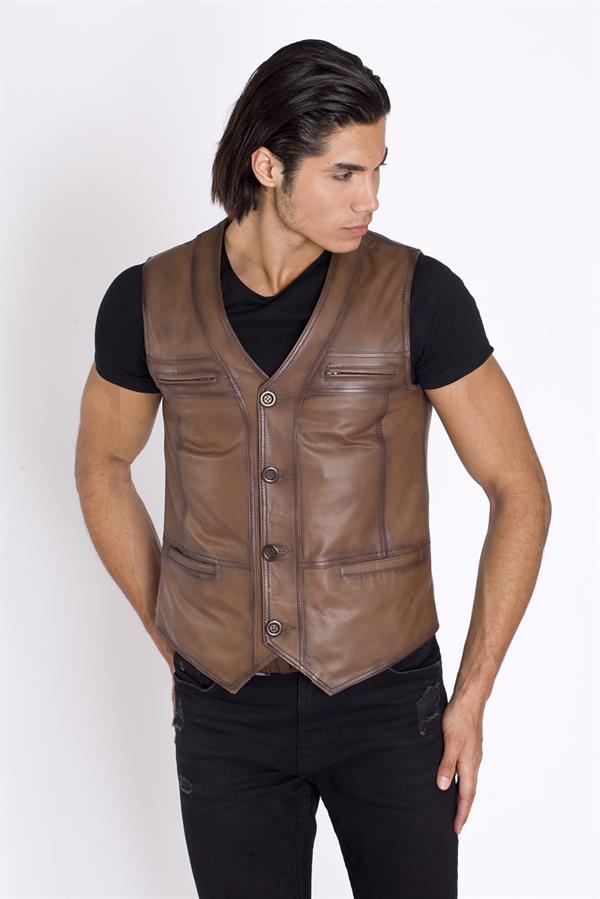 Taba Erkek Deri Yelek