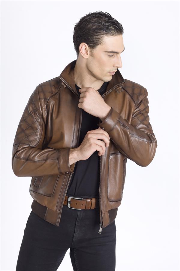 Trikolu Erkek Hakiki Deri Mont