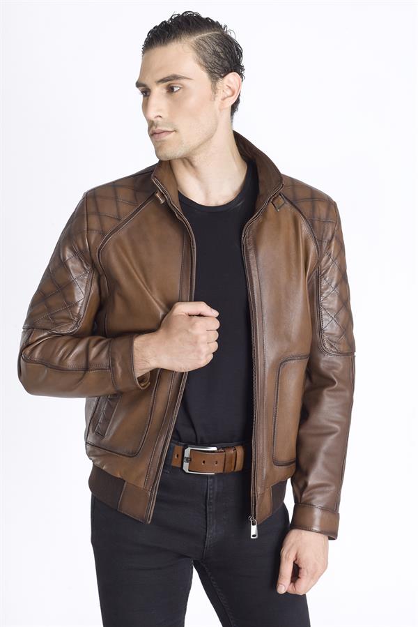 Trikolu Erkek Hakiki Deri Mont