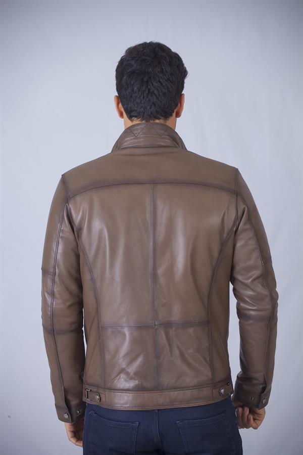 Vizon Rengi Hakiki Deri Mont