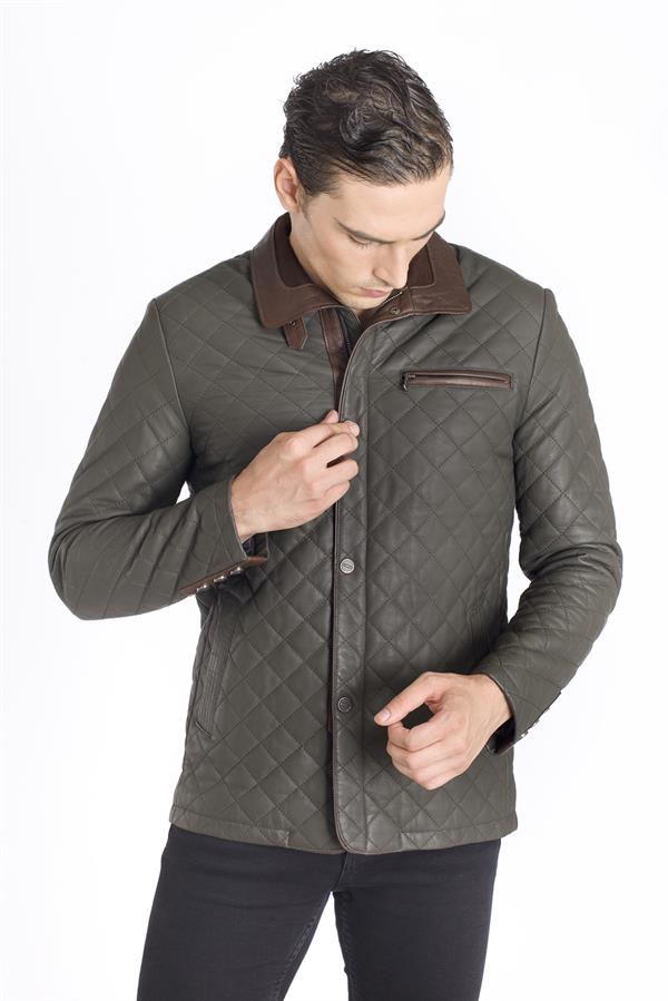 Yeşil Renk Orijinal Hakiki Deri Ceket