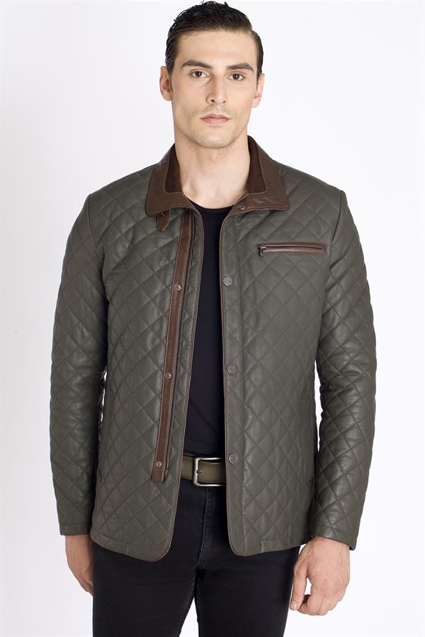 Yeşil Renk Orijinal Hakiki Deri Ceket